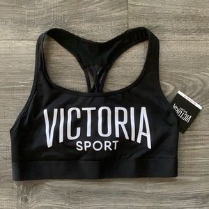 BNWT-Victoria’s Secret-The Player-Black Logo-Racerback Sports Bra-Size M